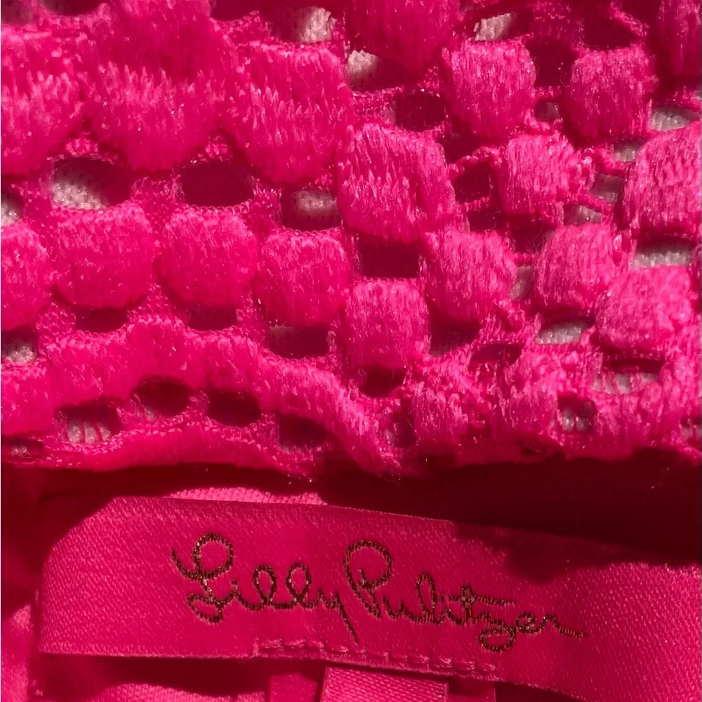 LillyPulitzer Jade hot pink off the shoulder women’s dress. - Picture 3 of 5